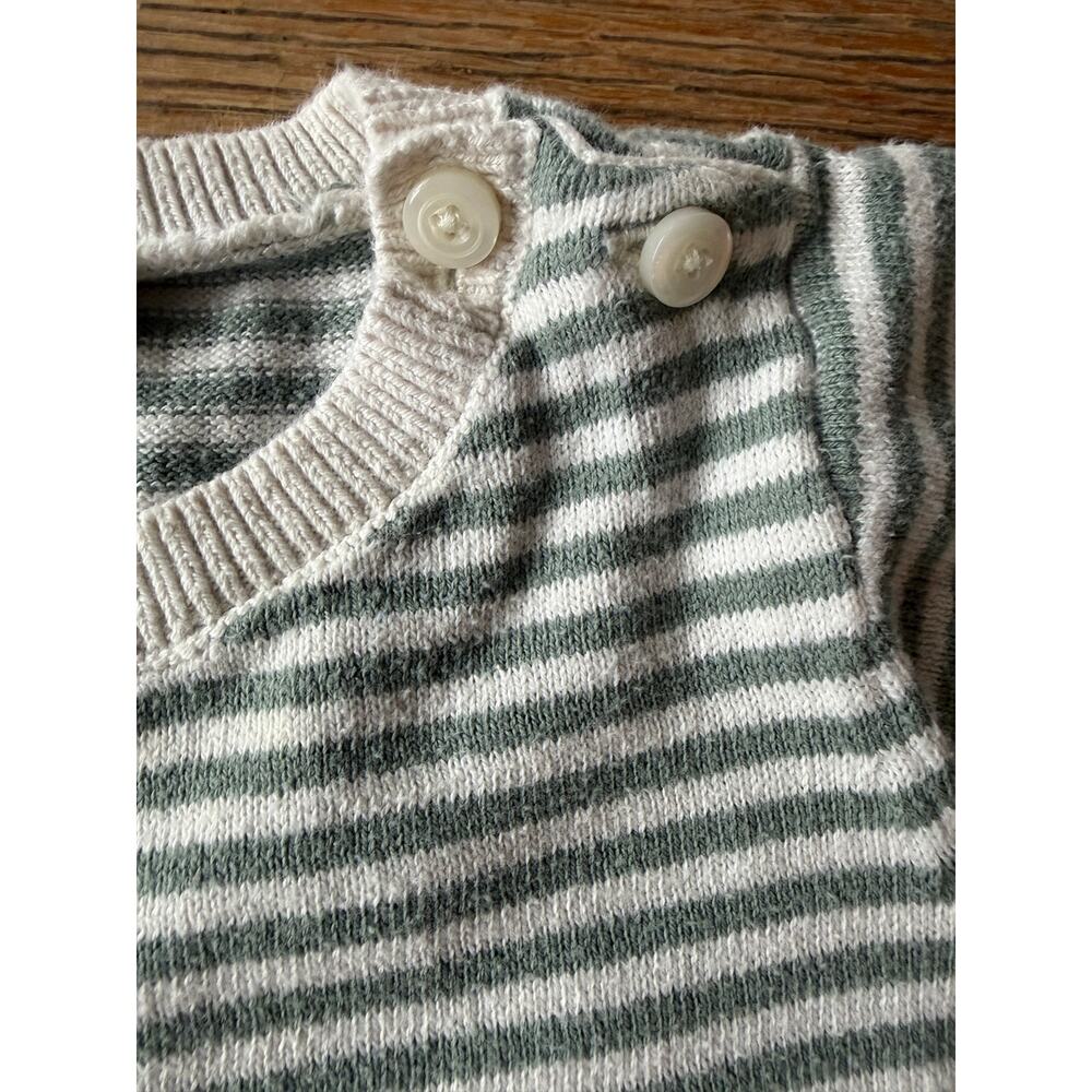 Baby Gap Knit Striped Romper 12–18M Green Cream Button Shoulder - Picture 3 of 3